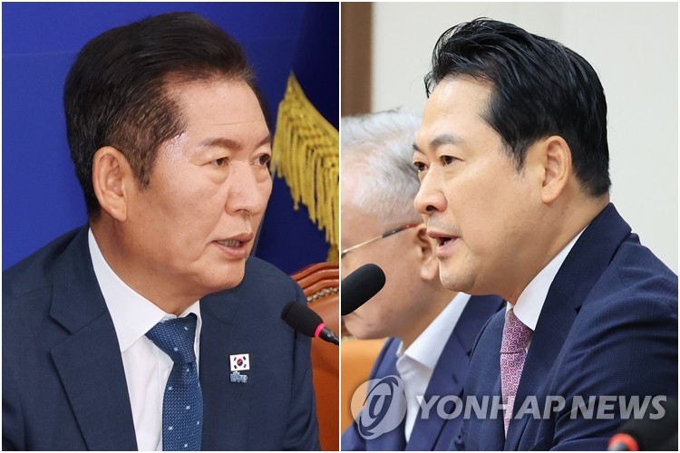 정청래 더불어민주당 대표(왼쪽)와 장동혁 국민의힘 대표