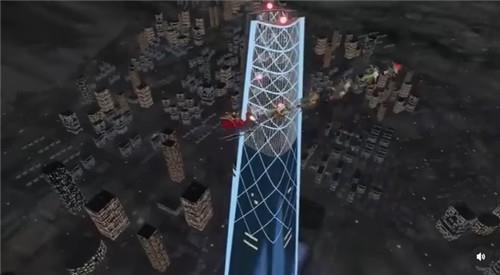 작년 성탄 전야에 서울 롯데월드타워를 지나는 산타