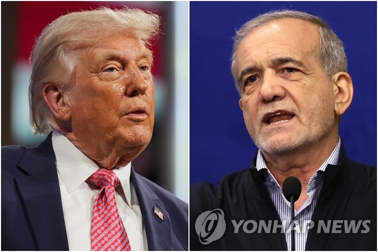 트럼프 미국 대통령(왼쪽)과 마수드 페제시키안 이란 대통령